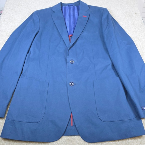 Ben Sherman Mens 40L Blue Fluke Blazer Cotton Spandex Suit Jacket Two Button NWT - Picture 15 of 15
